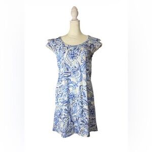 Lilly Pulitzer Blue and White Paisley Shift Dress. Size M. Beach. Vaca. Summer.